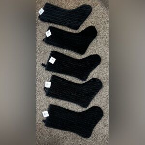 Black Quilted Christmas Stockings set x 5